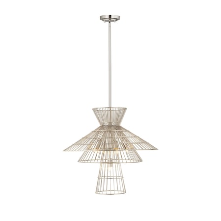 Alito 6 Light Chandelier, Polished Nickel & Polished Nickel